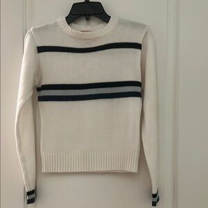 White and Black Striped vintage preppy Sweater